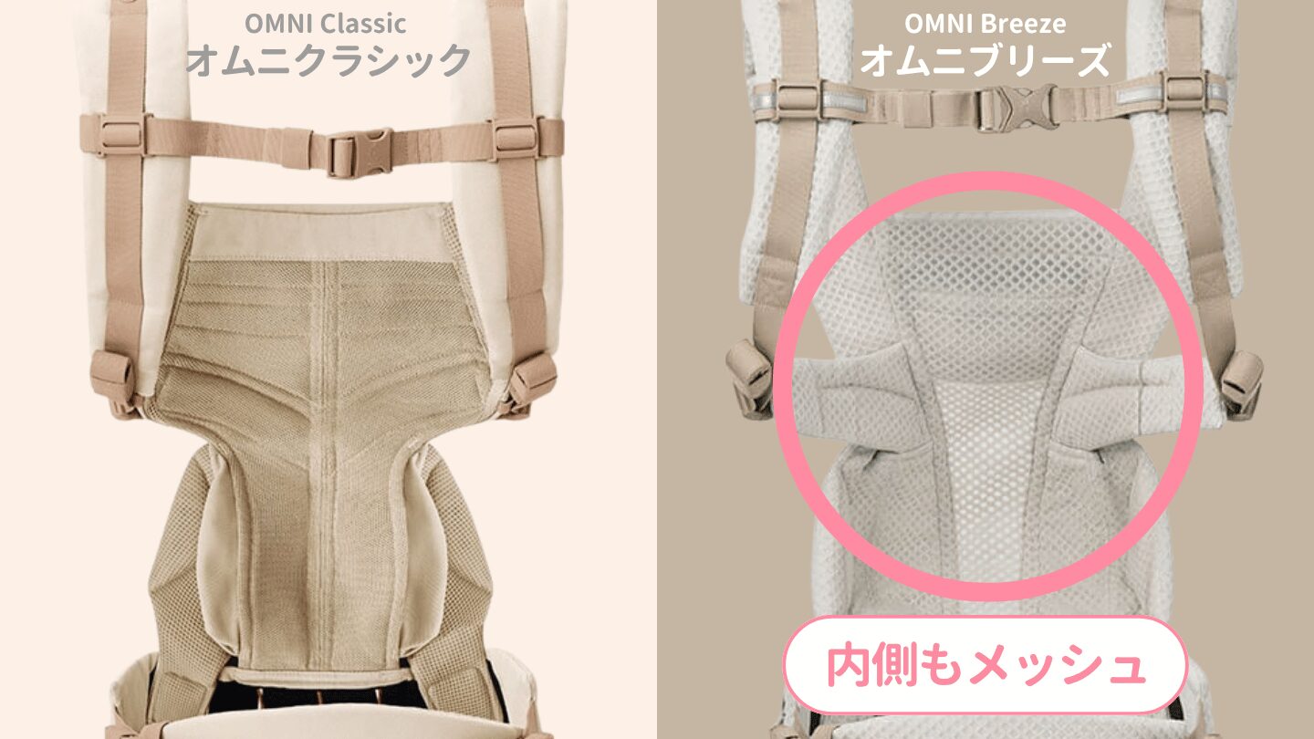 オムニブリーズは内側の生地や腰ベルトもメッシュ素材で涼しい