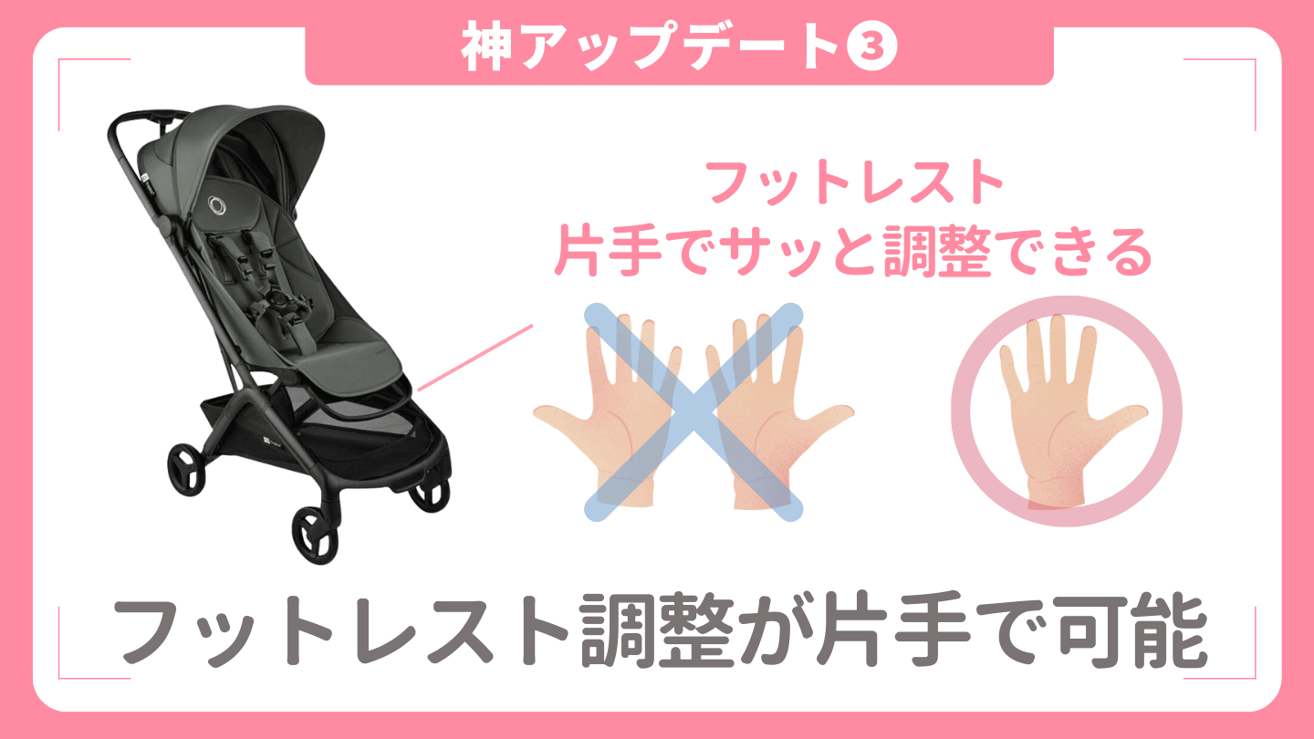 バタフライ2はフットレストを片手で調整できる