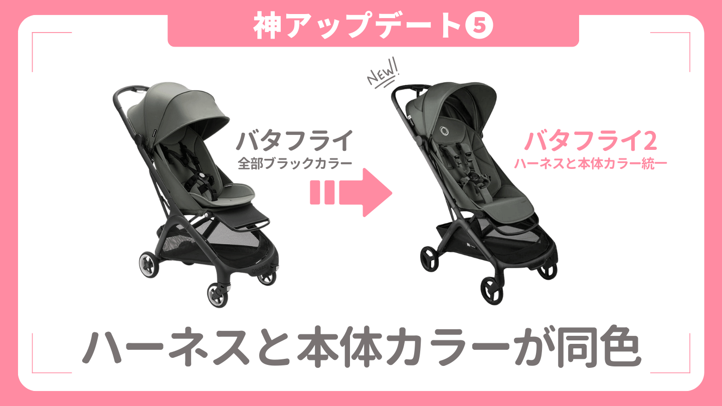 バタフライ2はハーネスと本体カラーが同色に統一されたデザイン