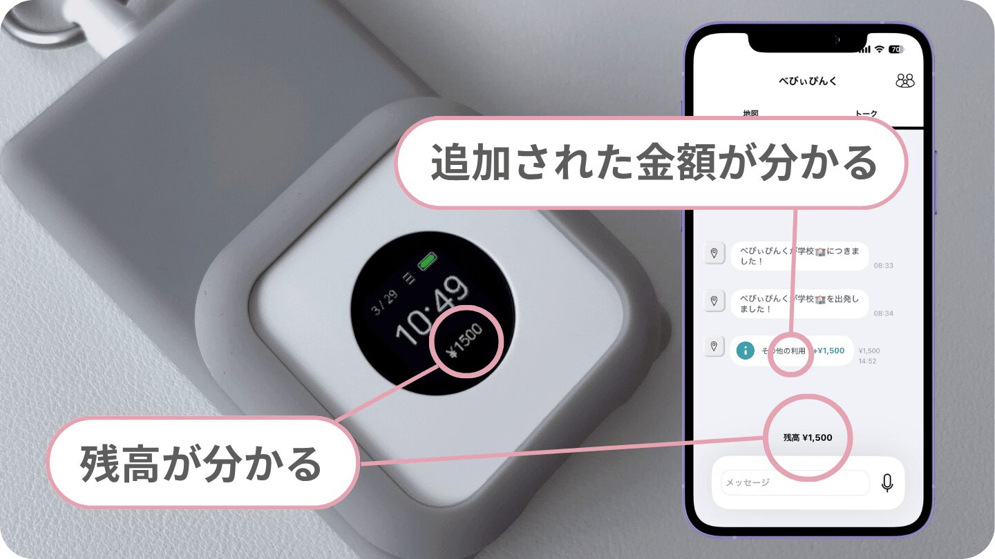 交通系ICカードの残高や改札通行を見守れる